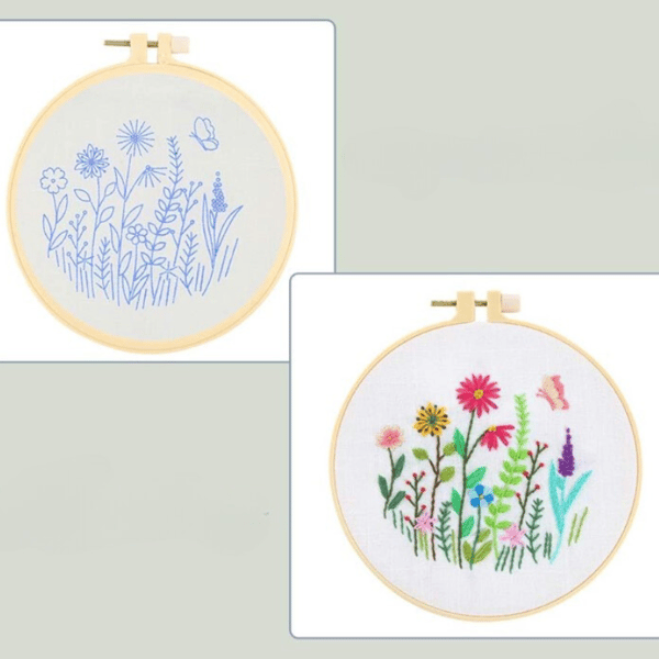 Sæt med 3 blomsterbroderiringer [D-ZH2]