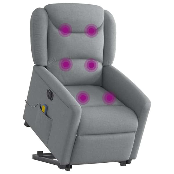 vidaXL Elektrisk lyftande massagefåtölj ljusgrå