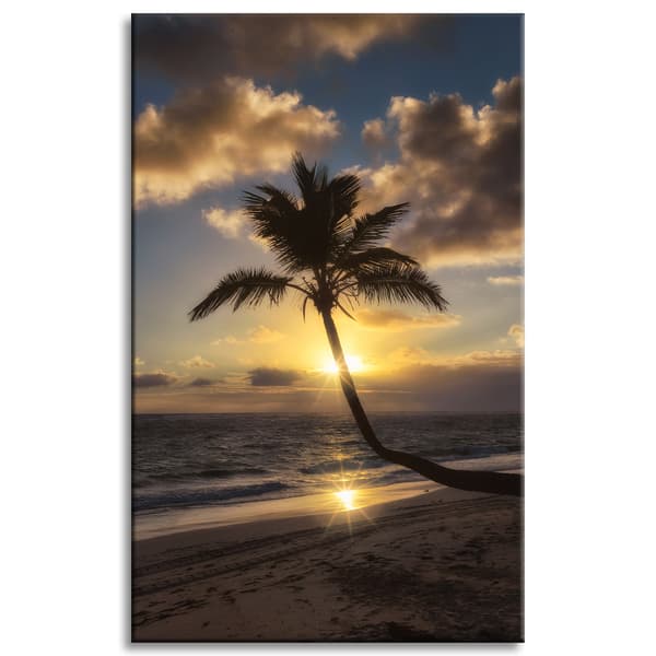 Canvastaulu Luonto Palm Auringonlasku Tausta 50x80 Valtameri Holidays