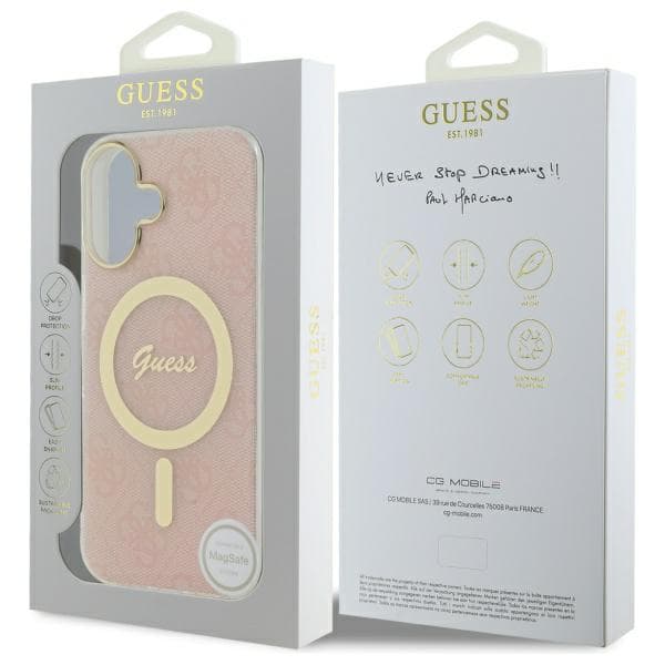 Guess IML 4G MagSafe-etui til iPhone 16 Plus, lyserød