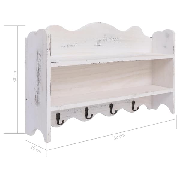 vidaXL Väggkappask vit 50x10x30 cm trä