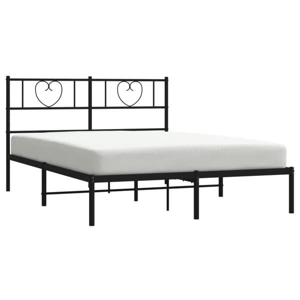 vidaXL metalsengestel med hovedgærde sort 140x190 cm