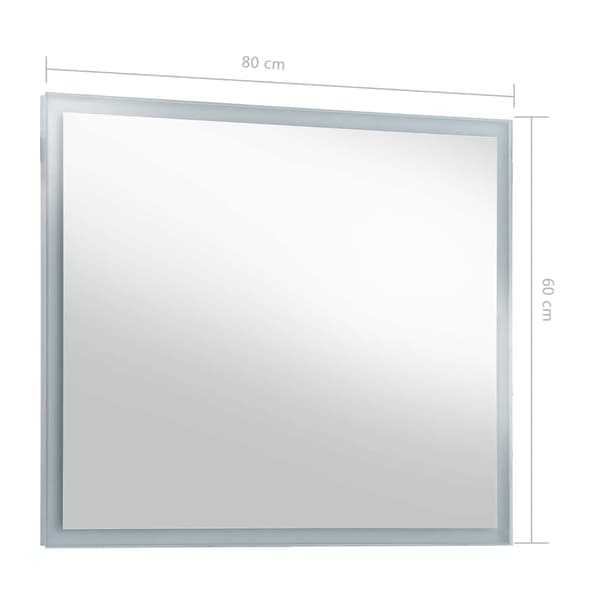 vidaXL Väggmonterad badrumsspegel med LED, 80 x 60 cm