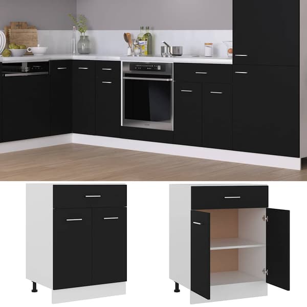 vidaXL skab med skuffe sort 60x46x81,5 cm spånplade