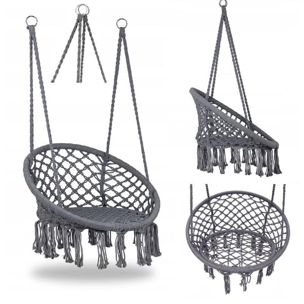 Stork's Nest gyngestol i haven, Boho, 120 cm - grå