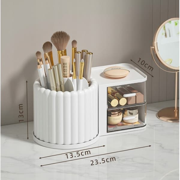 Organizer til tilbehør, kosmetik, rillet, roterende, hvid CB58