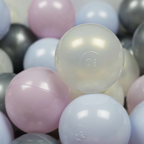 Leksaksbollar ø7cm 100st rosa pärla, blå pärla, opaliserande, silver