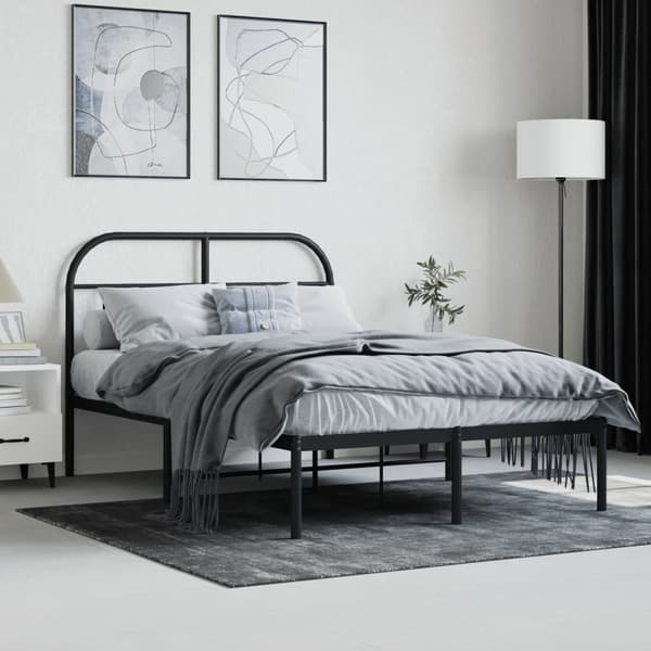 vidaXL metalsengestel med hovedgærde sort 120x190 cm