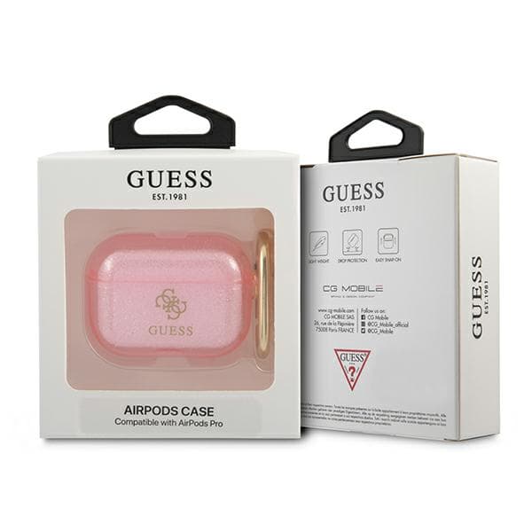 Guess Glitter Collection-etui til AirPods Pro, lyserød