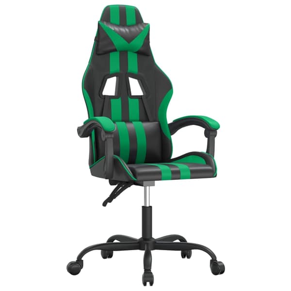 vidaXL gamingstol, sort og grøn, kunstlæder