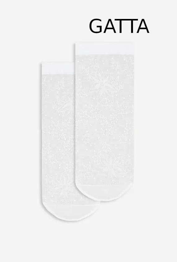 Wola och Gatta tunn strumpa 2-pack one size vitmönstrad