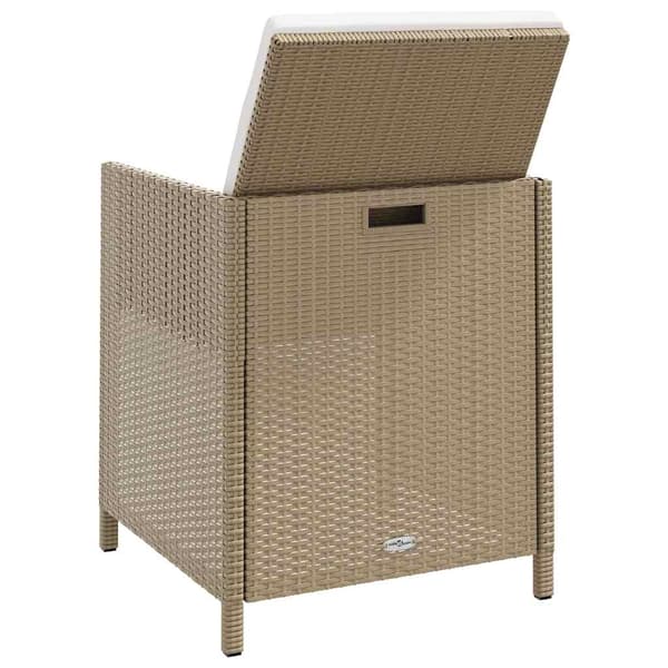 vidaXL Trädgårdsstolar med dynor, set om 2, polyrotting, beige
