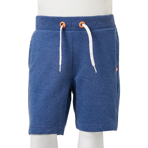 Barnshorts med dragsko, mörkblå melerade, 140