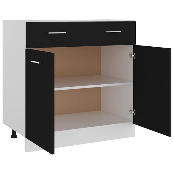 vidaXL skab med skuffe sort 80x46x81,5 cm spånplade