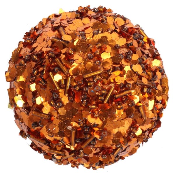 Set med 4 polystyrenkulor med paljetter, 6 cm, orange