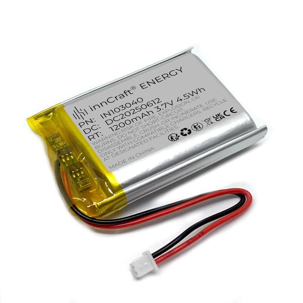Lithiumpolymerbatteri 1200mAh 3,7V IN103040