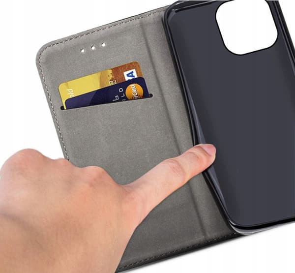 Fodral för iPhone 15 SMART MAGNET BOOKFODRAL STÄNGT RÖTT + 9H Glas