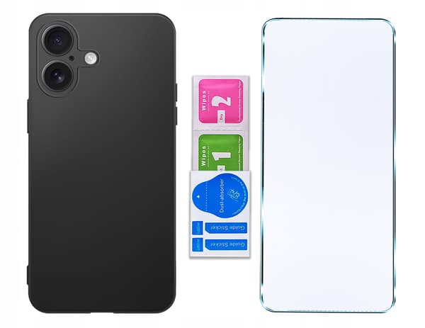 ETUI til Apple iPhone 17 SILIKONE MAT BAGSIDER sort + GLAS