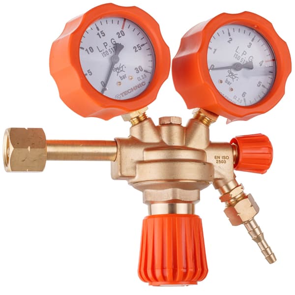 PROPAN BUTAN LPG FLASKEREGULATOR 2X TRYKMÅLERE MESSING VENTILHUS GAS