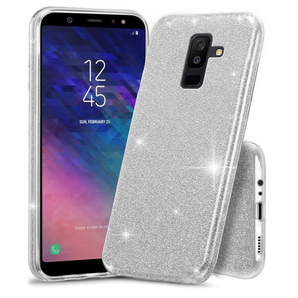 Glitteretui til Samsung Galaxy A6+ Plus 2018, Sølv