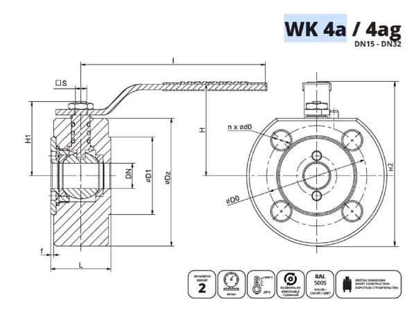IDMAR Vandblokerende kugleventil DN15 WK4a 4,0 MPa