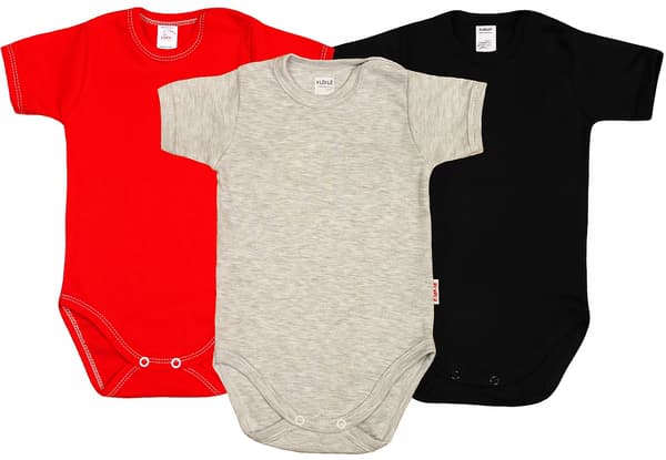 KR bodysuit glat 3PAK Rød melange Sort r104 klekle