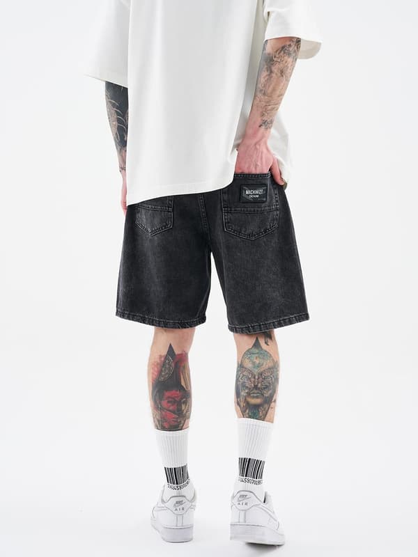 MyStars Svarta Basic Herr Mörkgrå Slitna Jeansshorts 29