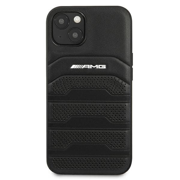 AMG AMHCP13SGSEBK iPhone 13 mini 5,4" sort/sort hårdt cover i læder med prægede linjer