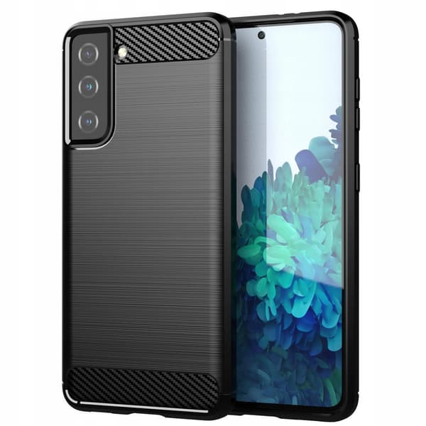 ETUI TIL GALAXY S21 FE ARMOR CARBON SORT + 9H HÆRDET GLAS
