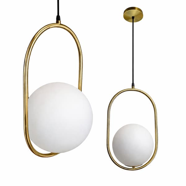 Ball oval hængelampe 25cm E27 mælkeguld kugle