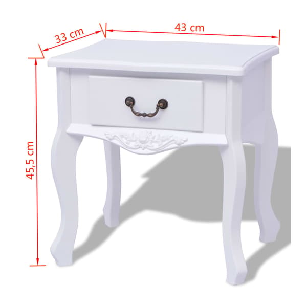 vidaXL Nattduksbord, set om 2, MDF, vit