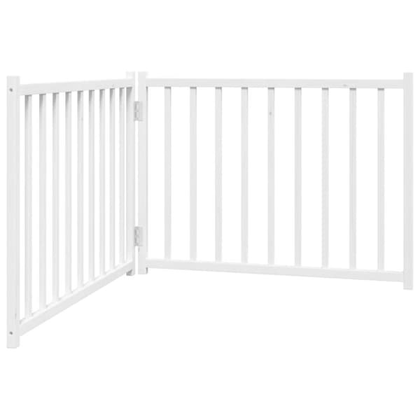 vidaXL Hopfällbar hundgrind 2 paneler vit 160 cm trä