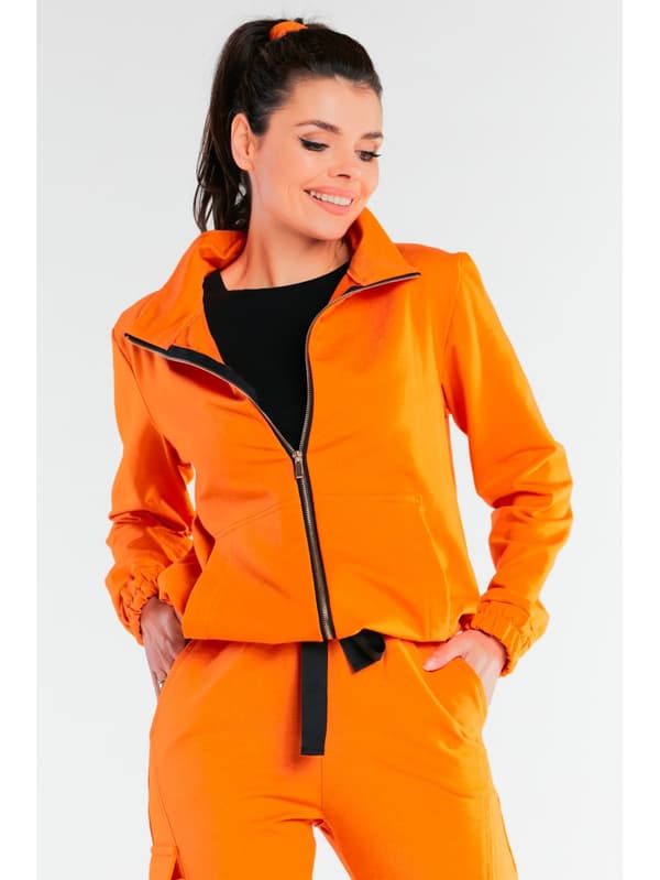 Bomullströja med dragkedja, orange L/XL