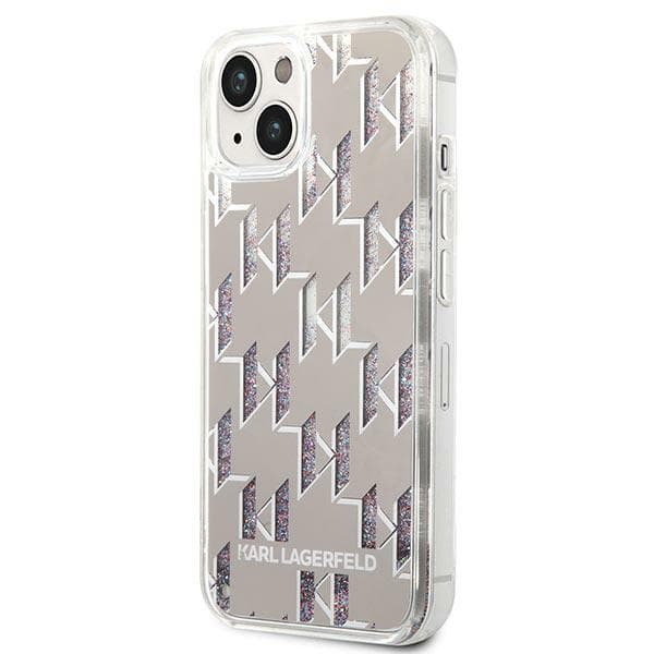 Karl Lagerfeld Liquid Glitter Monogram-skal till iPhone 14 Plus, Silver