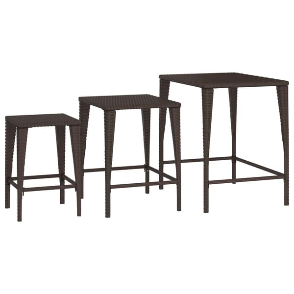 vidaXL 3-delte stabelbare borde brun PE-rattan