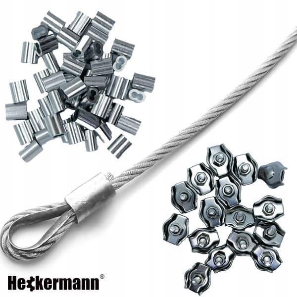 Rustfrit stålkabel 30m 3mm med tilbehør Heckermann 68in1