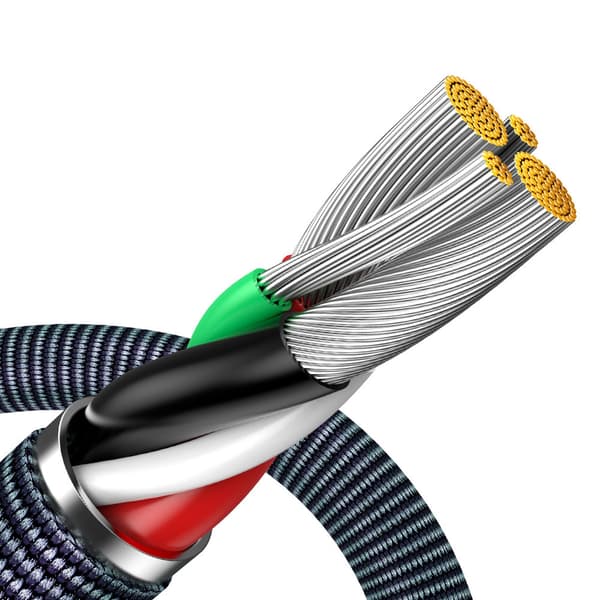 Kabel til hurtig opladning og dataoverførsel USB iPhone Lightning 2.4A 1.2m sort