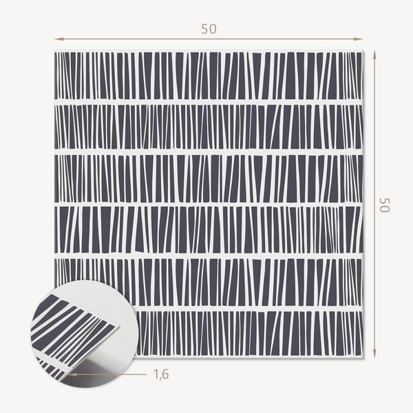 Sæt med vinylfliser med tryk, klar til montering, dynamisk linjemønster, 4x50x50 cm