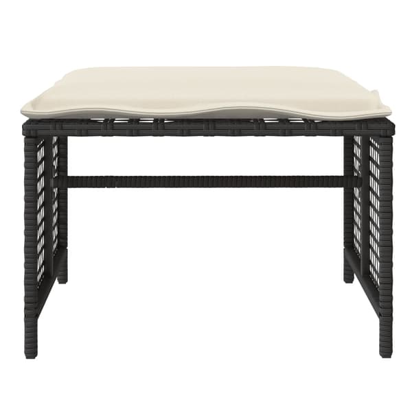 vidaXL havemøbelsæt med 4 dele og hynder, sort polyrattan
