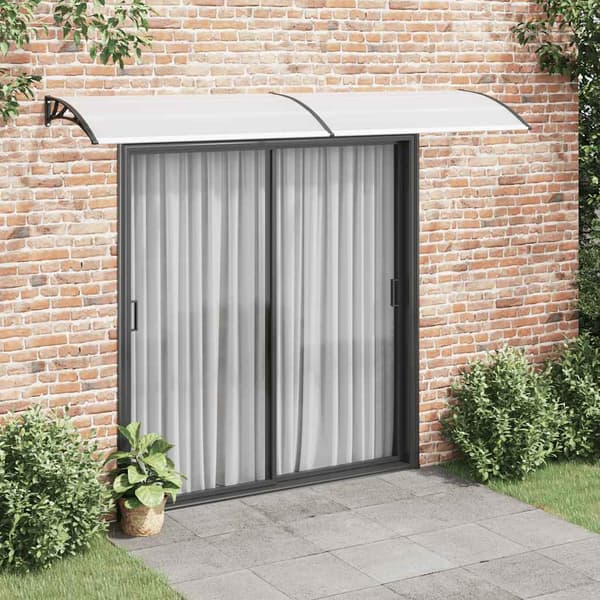 vidaXL dørmarkise sort og transparent 300 x 75 cm PC