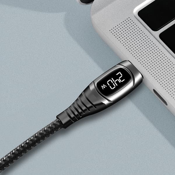 USB Typ-C-kabel med E-märkning, PD, Display, 2m, Svart