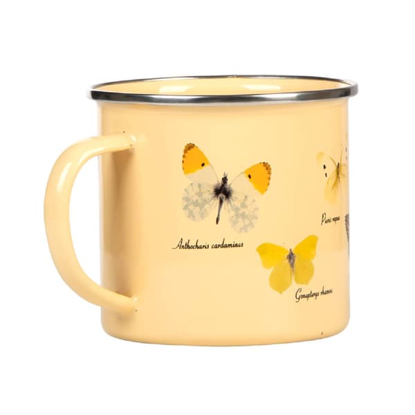 Emaljerad mugg med fjärilar