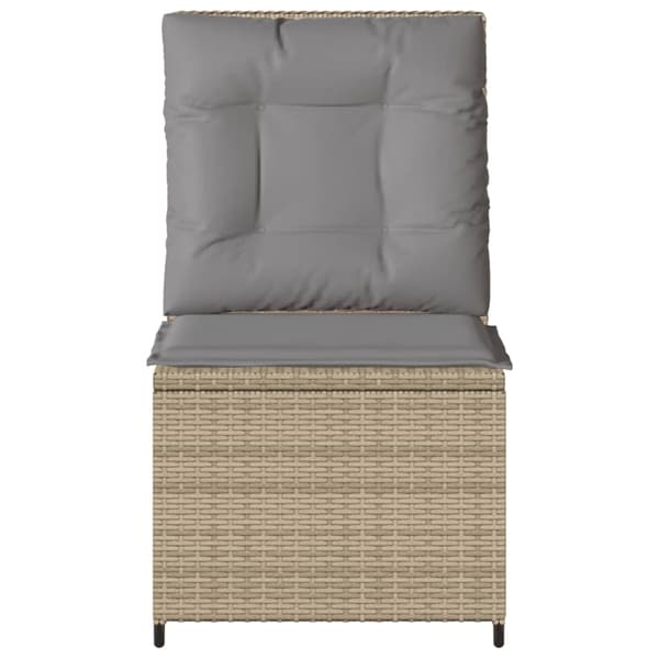 vidaXL Trädgårdsstol med dynor, beige, polyrotting