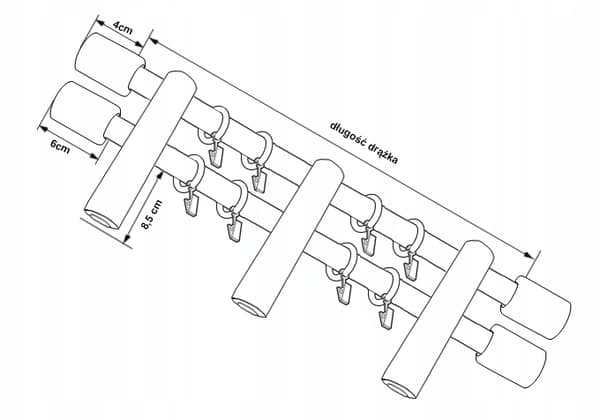 Gardinstang i træ, dobbeltfarvet egetræ, 150 cm, cylinder