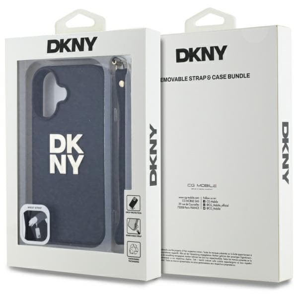 DKNY Wrist Strap Stock Logo-cover til iPhone 16, sort
