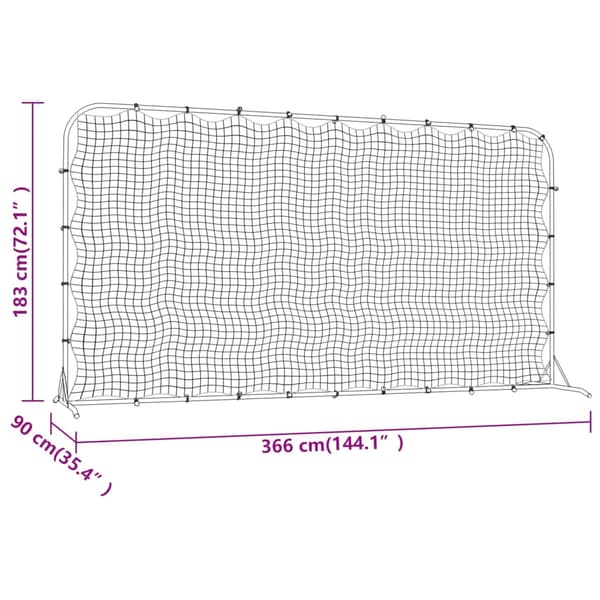 vidaXL fodboldrebounder sort 366x90x183 cm HDPE