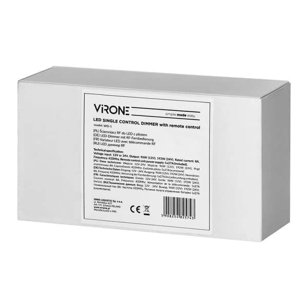 LED-dimmerkontroll 12-24VDC 8A radiofjärrkontroll