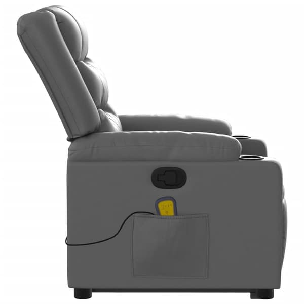 vidaXL Lyftbar massagefåtölj, grå, konstläder