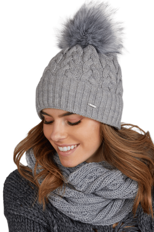 CAPRI Dam Vintermössa med Pompom, Grå Färg