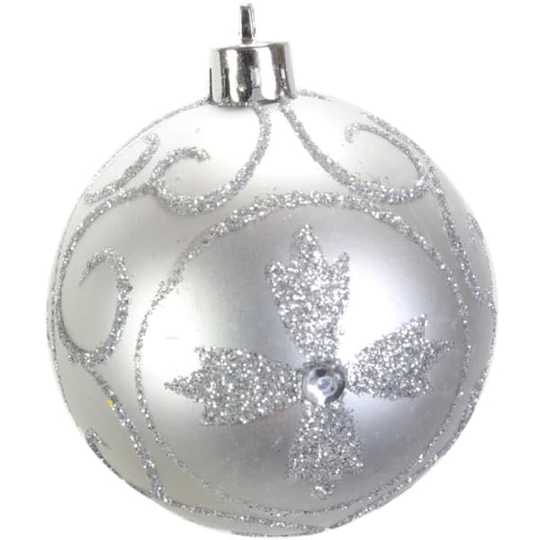 Set med 4 plastkulor 6 cm silver